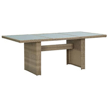 AMBERARD Dining Table Brown and Transparent,Contemporary 78.7inch Poly Rattan Glass Top Table with Sturdy Metal Frame for Outdoor Patio Dining Patio Tables