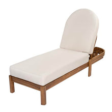 Seeheool Patio Acacia Wood Chaise Lounge Chairs with Adjustable Backrest Set of 2, Teak Finish Outdoor Reclining Chaise Lounger with Beige Cushion, Single Lounge Chair for Patio Backyard Poolside