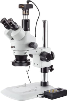 AmScope Digital Trinocular Stereo Zoom Microscope with LED Ring Light Multi