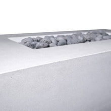 Vivid Heat - 60" Premium Mesa 2 Concrete Fire Bowl Heavy Cement Rectangle Propane Gas Fire Pit - Fire Table, Key Valve GFRC (Ivory)