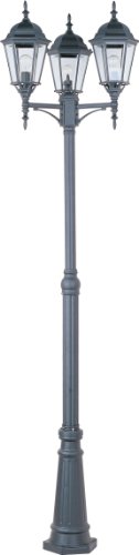 Maxim Lighting Poles 3-Light Outdoor Post Light | Black Finish | Traditional Driveway Garden Post Lantern | 1105BK