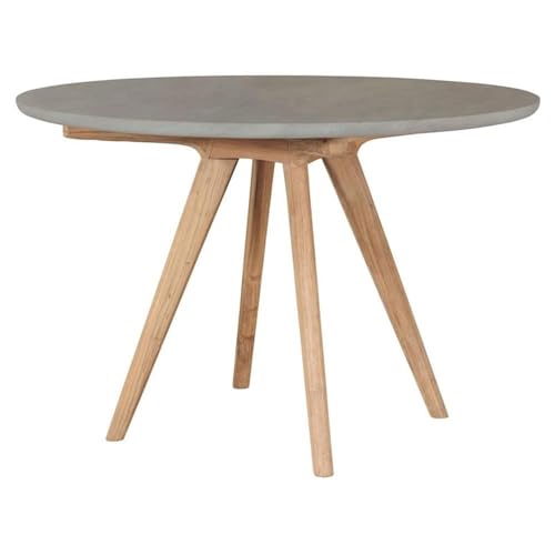 Afuera Living Modern Dining Table, 30" H x 45" W x 45" D, Handmade Lightweight Concrete and Reclaimed Teak Wood, Slate Gray Finish, Weather-Resistant Patio or Indoor Use