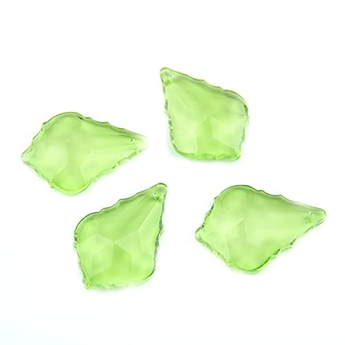 Green Chandelier Glass Crystals Maple Leaf 38mm/50mm/63mm/76mm Prisms Parts Hanging Drops Pendants Crystal Lamp Accessories,63mm 100pcs