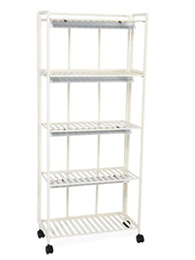 Gardener's Supply Company Oslo 4-Tier Grow Light Plant Stand | Elegant Metal Shelf with 4 LED Fixtures Included, Foldable Shelves & Wheels for Indoor Houseplants Flowers & Succulents