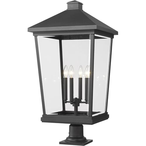 Z-Lite 4 Light Outdoor Pier Mounted Fixture 568PHXXLR-533PM-BK