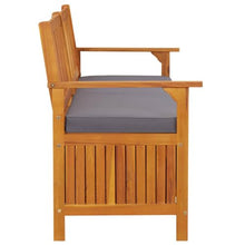 WDGJJFECNMUEHI Solid Acacia Wood Cushioned Storage Bench Grey 66.9