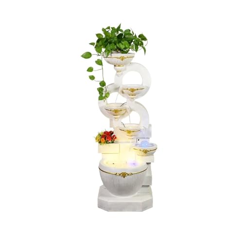 Outdoor Water Fountain Outdoor Water Fountains Decor Resin Indoor Fountain for Garden, Floor Patio, Deck, Porch, Backyard and Home Art (51.18inch)(White)