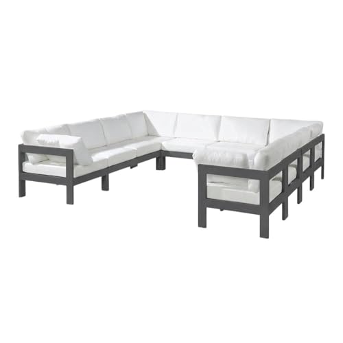 Outdoor Escape White Fabric Outdoor Patio Modular Sectional with Weather-Resistant Cushions, Spacious Seating, Contemporary Style for Outdoor Living Spaces