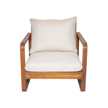 Christopher Knight Home Lewen Acacia Wood Lounge Chair Outdoor Set of 2 with Removable Cushion, Wooden Patio Accent Chair, Patio Garden Comfy Reading Chair, Teak+Beige