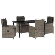DYRJDJWIDHW Modern 5-Piece Grey Poly Rattan Garden Dining Set, Outdoor Patio Furniture with Table and 4 Chairs, All-Weather Wicker Bistro Set for Backyard, Balcony, Deck