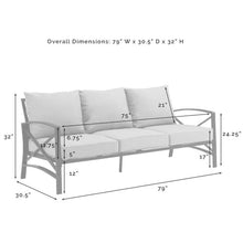 Afuera Living Transitional Outdoor Metal Sofa, Gray Finish, Weather-Resistant Steel with Solution-Dyed Polyester Cushions, Removable Covers, Seats 3, 79 in Wide for Patio or Garden Lounge Use