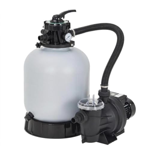 19" Sand Filter Pump for Above Ground Pool with Timer, 1.5HP 6075GPH Swimming Pool Pump & Sand Filter System with 7-Way Valve & Strainer Basket, Pool Pumps Above Ground, Grey