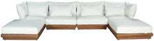 Meridian Furniture 111White-Sec6B Mirella Collection Modern | Contemporary Outdoor Patio U-Shaped 6pc. Modular Sectional with Solid Teak Frame, Water Resistant Fabric, 150" W x 75" D x 27" H, White