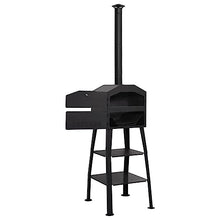 Outdoor Pizza Oven Charcoal Fired with 2 Fireclay Stones, Portable Garden Pizza Maker for Bread Cakes and Pies, Steel Wood Fired Outdoor Cooking Oven with Thermometer and Removable Ash Tray