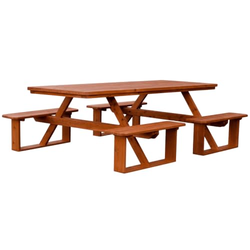 Keystone Amish Co. Product Title Western Red Cedar 8' Walk-in Picnic Table, Outdoor Patio Table, Amish Crafted, Made in USA, Cedar Stain