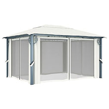 HKTMGDNG 13x10 ft Gazebo with Curtains Cream Aluminum Pavilion