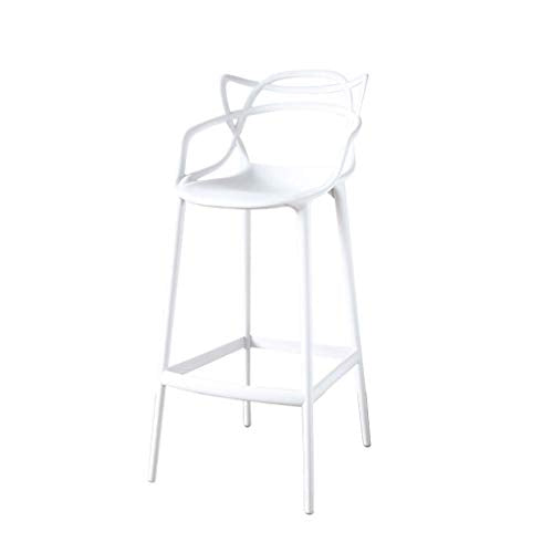 European Creative Bar Chair - Elegant, High Backrest, Multi Color (Black, Gray, White) - 75cm - Metal Frame, Polypropylene Seat - Barstool