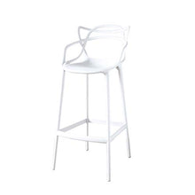 European Creative Bar Chair - Elegant, High Backrest, Multi Color (Black, Gray, White) - 75cm - Metal Frame, Polypropylene Seat - Barstool