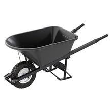 Bon 28 910 Premium Contractor Grade Poly-Tray Single Wheel Wheelbarrow with Steel Handle and Flat Free Tire, 5-3/4 Cubic Feet