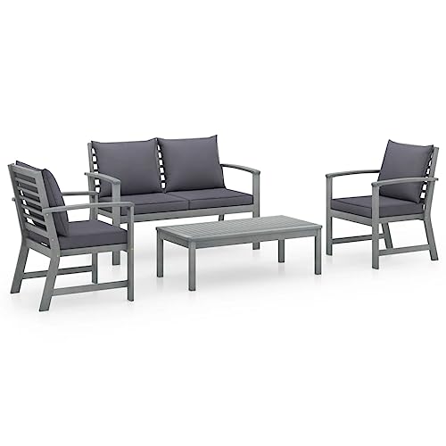 WEHUOSIF 4 Piece Patio Lounge Set with Cushions,Garden Lounge Set,Combination Sofa,Pool Sofa Set,Conversation Sofa,Party Furniture,for Homes,Offices,Living Room,Cafes,Solid Acacia Wood