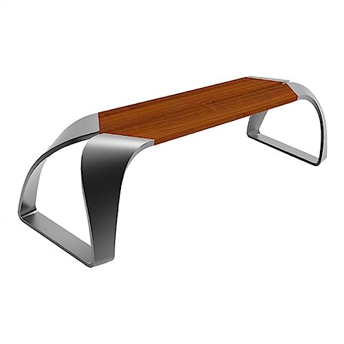 Park Patio Seat Park Bench Without Back, Modern Stainless Steel Outdoor Leisure Chairs, Anti-corrosion Wood Benches for Courtyard, Lawn and Garden Garden Furniture