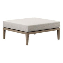 Modway Northlake Teak Outdoor Ottoman in Weathered Gray Pebble – Large Square Patio Footrest with Cushion