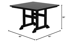 WO Home Furniture Outdoor Dining Table, 43" Square HDPE Patio Table with Umbrella Hole, Weather Resistant Patio Table for Backyard, Deck and Garden, Black