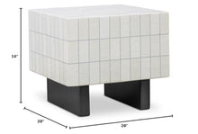 NADAAL STUDIOS Isadora Outdoor Side Table, Square, Concrete, Glossy Tile Finish, Metal-Look Base, Water Resistant, Scratch Resistant, Cream