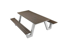 Pangea Home Lukas Picnic Table, White Frame and Teak Polyresin