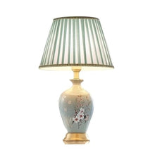 WOAITIANTIAN Desk Lamps Remote Control Ceramic Table Lamp with Painted Flower for Bedside