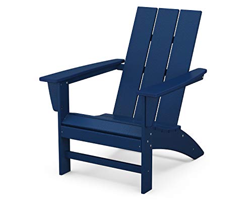 POLYWOOD Modern Adirondack Chair – All-Weather Outdoor Lawn Adirondack Chairs – HDPE, Fade-Resistant & Durable Outdoor Furniture – For Patio, Deck & Fire Pit Chairs – Navy