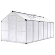 8x12 FT Greenhouse for Outdoors, Large Aluminum Greenhouses with Adjustable Roof Vent, Heavy Duty Greenhouse with Ground Nails, Walk-in Green Houses for Outside Garden, Backyard, Patio
