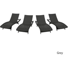 Afuera Living Modern Outdoor Grey Wicker Chaise Lounge Set of 4