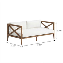 Outdoor Escape Gray Outdoor Patio Teak Loveseat with Cushioned Seat, Durable Wooden Frame, Ergonomic Backrest, Weather-Resistant Design for Garden, Porch