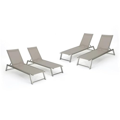 Noble House Myers Outdoor Aluminum Chaise Lounge Set of 4 Gray