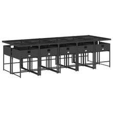 LKJephalotrope 11 Piece Patio Dining Set with Cushions, Black PE Rattan Outdoor Dining Furniture for 10, Tempered Glass Top Table and Foldable Chairs for Garden, Backyard and Porch