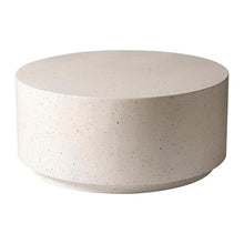LeisureMod Minimalist Side Table Assembled 36” Round Modern Fiberstone Top Accent Table for Outdoor, Home, Living Room Terra Series in White