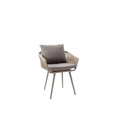 LIBANGRONG-888 Modern Armchair Rattan Beach Chairs Terrace Courtyard Outdoor Chairs Leisure Designer Outdoor Furniture Home Balcony Back Dining Chair Single Sofa Chair(Silver)