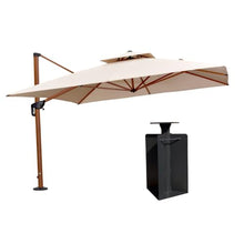 OROTLECT 132" x 132" Square Wood Pattern Cantilever Umbrella Wit Base In Ground,Beige