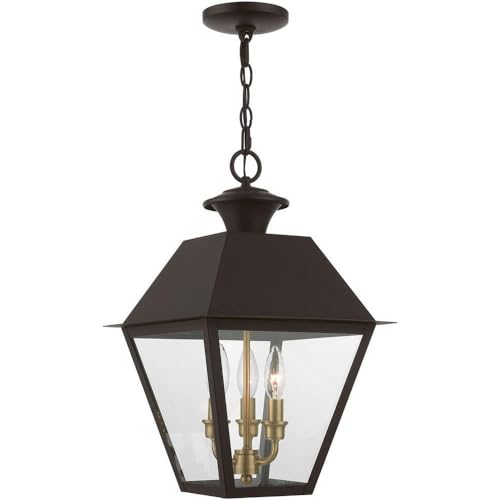 Bailey Street Home 3 Light Large Outdoor Pendant in Classic Style-19 inches Tall and 12 inches Wide-Bronze/Antique Brass Finish 218-Bel-4822521