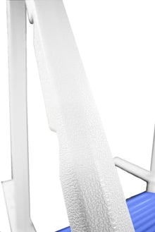 Confer Plastics Step-1X: Sturdy Above Ground Entry System with Dual Handrails and Slip-Resistant Steps, Easy Installation, Supports up to 400 lbs - Proudly Made in USA. White with Blue Treads