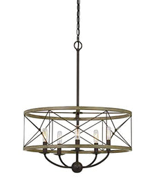 Cal Lighting FX-3685-5 Transitional Five Light Pendant from Modica Collection in Bronze / Dark Finish, 27.50x22.00x22.00, Distress Ivory/Iron
