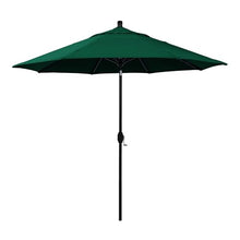 California Umbrella 12-Year-Non-Fading, 9Ft Premium Sunbrella Patio Umbrella, Hand-Crank, Button-Tilt, Black Frame, Forest Green Fabric