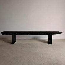 SENBAILU Outdoor Bench Long Bench Carbonized Log Bench B&B Leisure Bench Outdoor Long Bench Retro Solid Wood Bench Charcoal Burning Outdoor Garden Bench(A 180CM)
