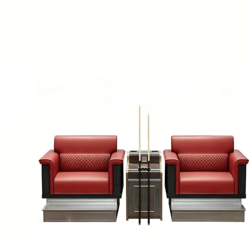 RFBXZPTADNU Billiard Spectator Viewing Sofa, Commercial Pool Chair with Charging Side Table & Metal Footrest(C,1)