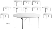 PRO&Family 15 Pack! 60 Inches Round Tables for Parties Perfect for Church 60 in Round Table Easy Folding Table Round Banquet Tables Granite Outdoor Table Heavy Duty Round Table White Table Folding