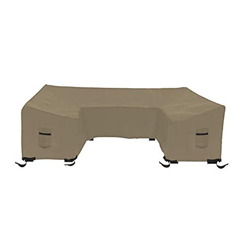 Patio U Shape Sofa Cover 12 Oz Waterproof - 100% UV & Weather Resistant Customize Outdoor sofa Cover with Air Pockets and Drawstring with Snug Fit (33" H x 120" W x 35" D, Beige)
