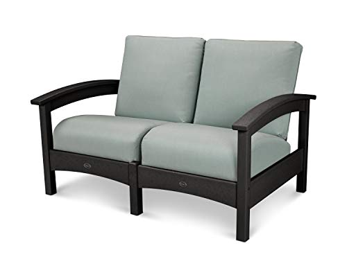 Polywood TXC47CB-5413 Deep Seating Settee, Charcoal Black/Spa