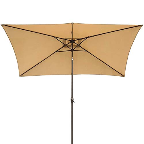 YYBOES Garden Parasol,Extra Large Rectangular Garden Umbrella Parasols, 8 Ft Market Table Umbrella with Crank & Tilt, Outdoor Patio Beach Pool Yard Sun Shades