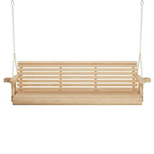 Amish Casual Heavy Duty 700 Lb Capacity Porch Swing with Cup Holders (6 Foot, Unfinished) – Wooden Outdoor Roll Back Swing with Hanging Chains – Amish Made in the USA